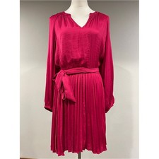 Simply Vera Wang Fuchsia Long-Sleeve Pleated Tie-Waist long sleeves Dress size S