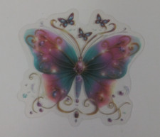Beautiful Pink Blue Butterflies Transparent Sticker 2.18" x 2.38" J