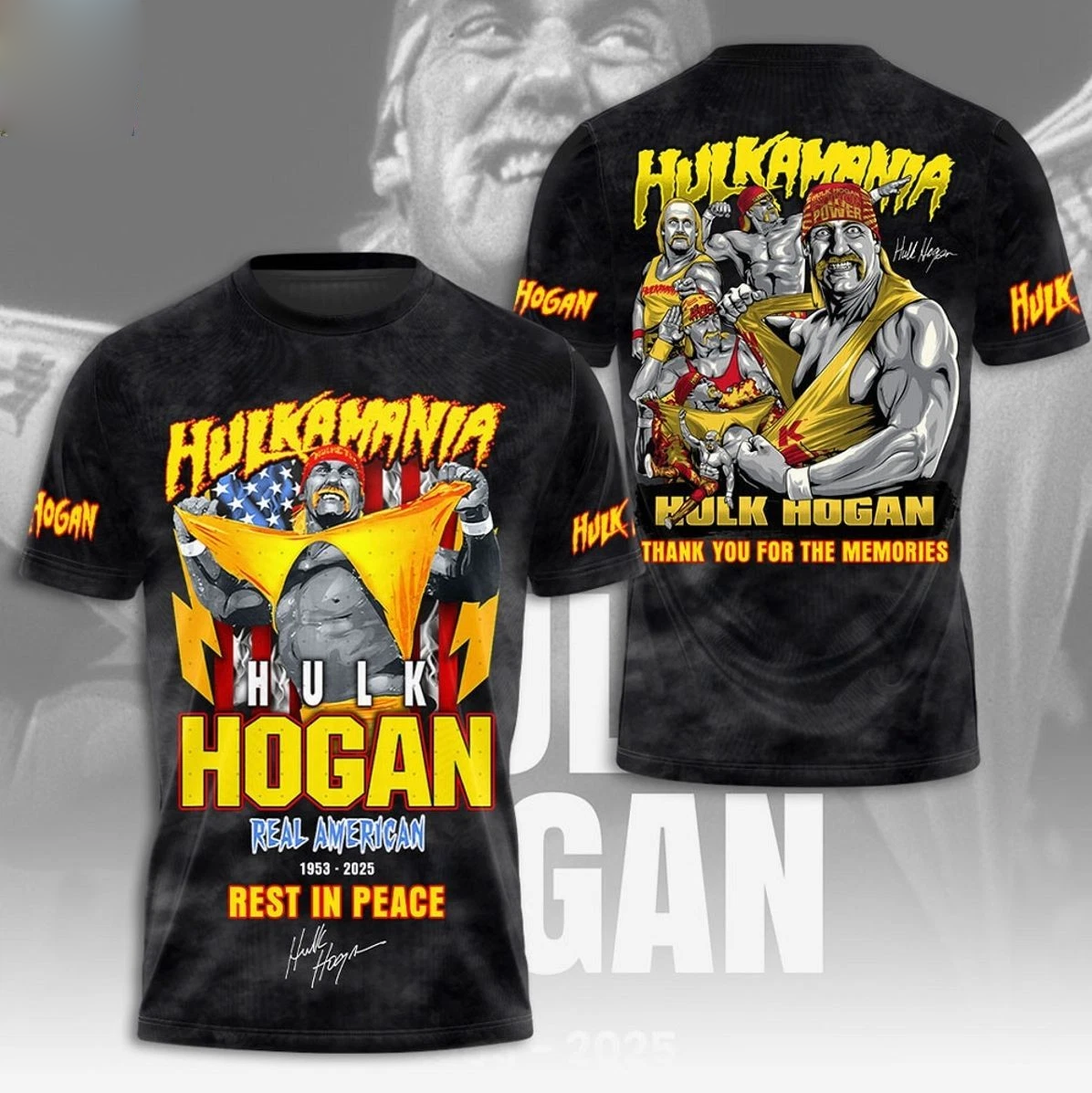 Hulk Hogan Hulkamania Real American 1953-2025 Rest In Peace AOP T-Shirt BO1926