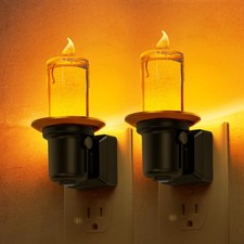 Night Light, 2Pack Transparent Candle Night Lights Plug into Wall, Amber Nigh...