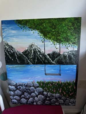 Ein Original Unikat Acryl Glanz Gemälde auf Karton Leinwand 40 x 50 cm