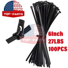 100 Pcs 6" inch Heavy Duty Releasable 27 Lbs Nylon Cable Zip Ties Black Wire