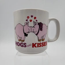 Vintage Russ Hogs And Kisses Vintage Coffee Mug Teacup Hot Chocolate