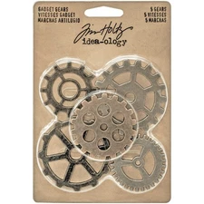 Idea-Ology Metal Gadget Gears 1.5" To 2" 5/Pkg Antique Nickel, Brass & Copper