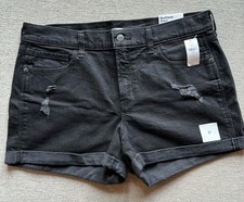 NWT Old Navy Women  s Boyfriend Jean Shorts Black Size 12 Mid-Rise Distressed 3  