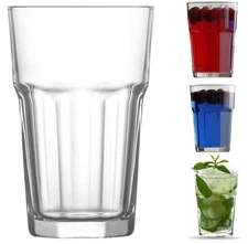 Drinking Glasses, 12 Ounce Glass Water Cups, Glasses Drinking Set of 4, Stack...