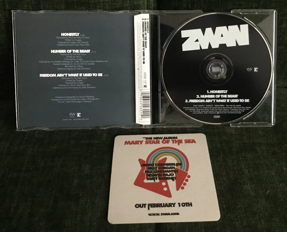 Zwan Honestly / Number of the Beast uk CD Single & Promo Matt SMASHING PUMPKINS - Image 2 of 2