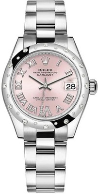 Rolex Datejust 278344RBR Pink Dial Roman Numeral Oyster Steel 31mm Ladies Watch