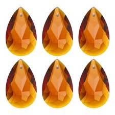 K9 Crystal Teardrop Pendants Oval Beads, 6 Pack 38mm, Amber