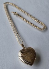 Vintage 9ct Yellow Gold Heart Shaped Locket And Chain