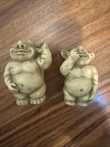 Set of 2 Picc-A-Dilly Gargoyle Indoor Outdoor Statues 3” Tall - The Ear Nose Bum