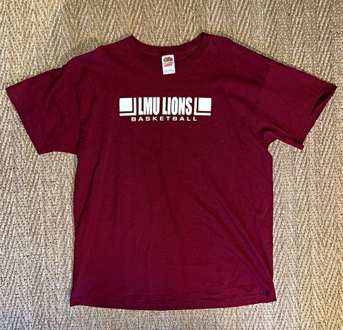 Fruit of the Loom Loyola Marymount Lions Basketball Burgundy Shirt Size XL