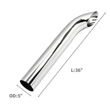 Chrome Curved Stack Pipe Horn 5 Od X 24364860 Length Exhaust Truck Tailpipe Chrome Curved Stack Pipe Horn 5 Od X 24364860 Length Exhaust Truck Tailpipe