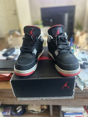 NIKE AIR JORDAN 4 RETRO BRED BLACK FIRE RED CEMENT GREY WHITE