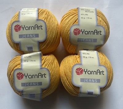 YARNART JEANS HAND KNITTING & CROCHETTING YARN 55 % COTTON 45 % PAU 4 X 50 GRAM