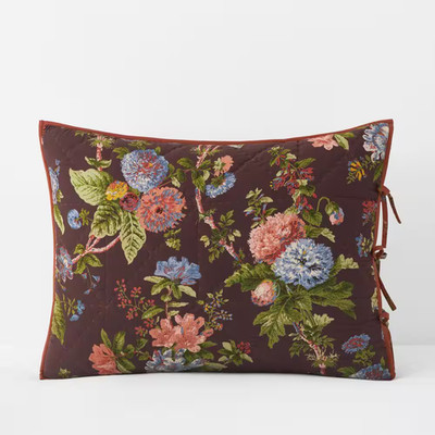 Company Cotton Veena Reversible Quilted Brown Cotton Sham