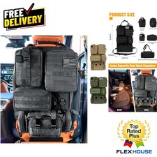 Complete Tactical Vehicle Organizer Set - 6 Car Seat Back Storage Bags, Black
