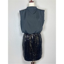 THE NOLI SHOP Women's Size M Black Sequin Sleeveless Blouson Cocktail Mini Dress