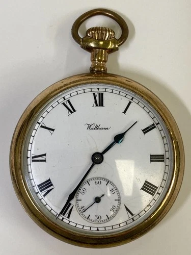 Antique WALTHAM Traveler Gold Filled Pocket Watch Pre-Owned Runs - 35#167