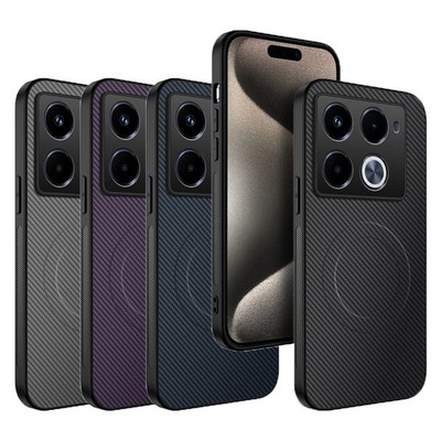 Magnetic Carbon fiber Texture Leather Back Case For Infinix Note 40 Pro /Note 40