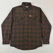 Dixxon Flannel Company CALICO Shirt Small Brown Black Pearl Snap Long Sleeve