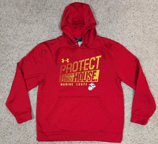 Marine Corp Under Armour Hoodie Mens Medium Red Storm Sweatshirt ColdGear USMC