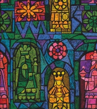 Vintage inspired Christmas Wrap -Stylized medieval stained glass