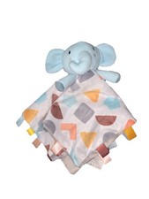 Parents Choice Blue Elephant Security Blanket Baby Lovey Taggie Geometric Shapes