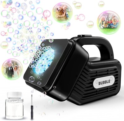 Portable Bubble Machine for Kids Automatic Bubble Maker w/Colored Lights