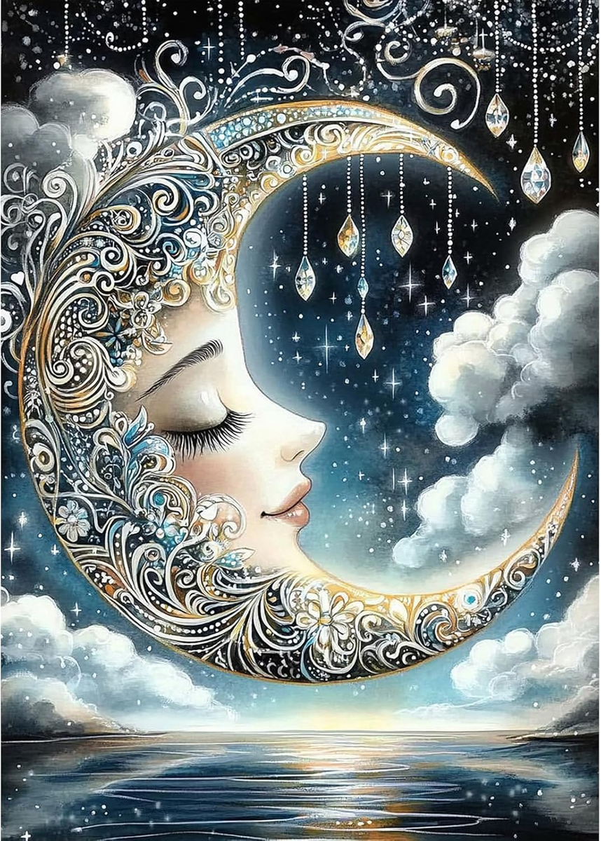 DIY Moon Goddess Diamond Painting Kits for Adults, Diamond Gem Art