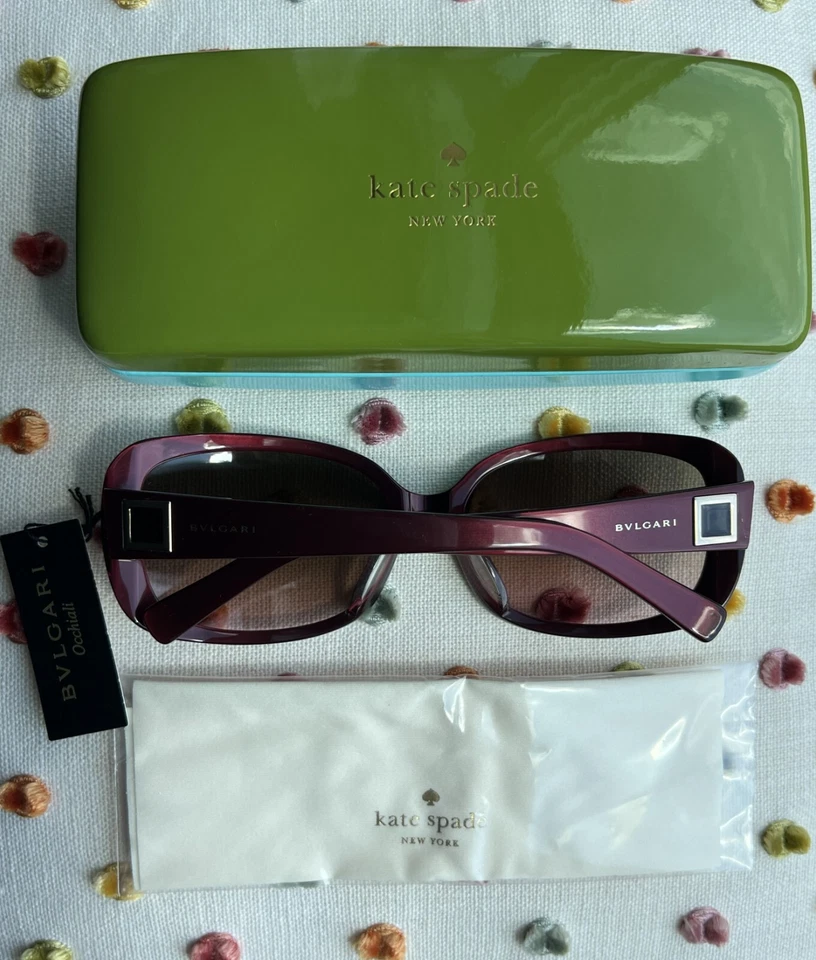 Gafas de sol BVLGARI de gran tamaño con marco rojo 8028 886 + lentes de bronce degradado Foto 2 de 4