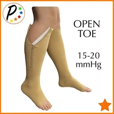 🟠 Presadee 15-20 mmHg Moderate Compression Leg Calf Veins Open Toe Zipper Socks