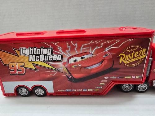 Disney Pixar Cars Lightning McQueen Mack SuperlinerTrailer Semi Truck Mattel 12" - Picture 2 of 7