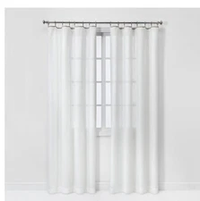 Threshold Sheer Curtain 54”W 84”L White Natural Edge Rod Through Rings Mountable