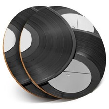 2 x Coasters bw - Vinyl Music Records Retro Vintage DJ  #43732