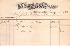 Weld & Sons Minneapolis MN 1893 Billhead Jewelers Diamond Ring