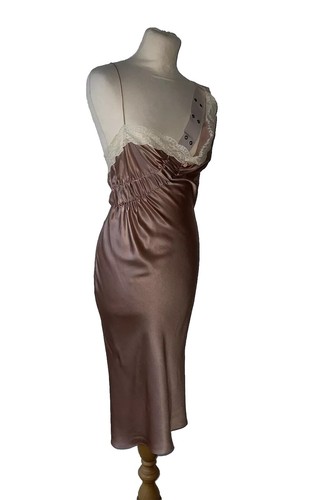 CHRISTIAN DIOR GALLIANO 2000'S PINK SILK SATIN BIAS CUT DRESS SIZE 10