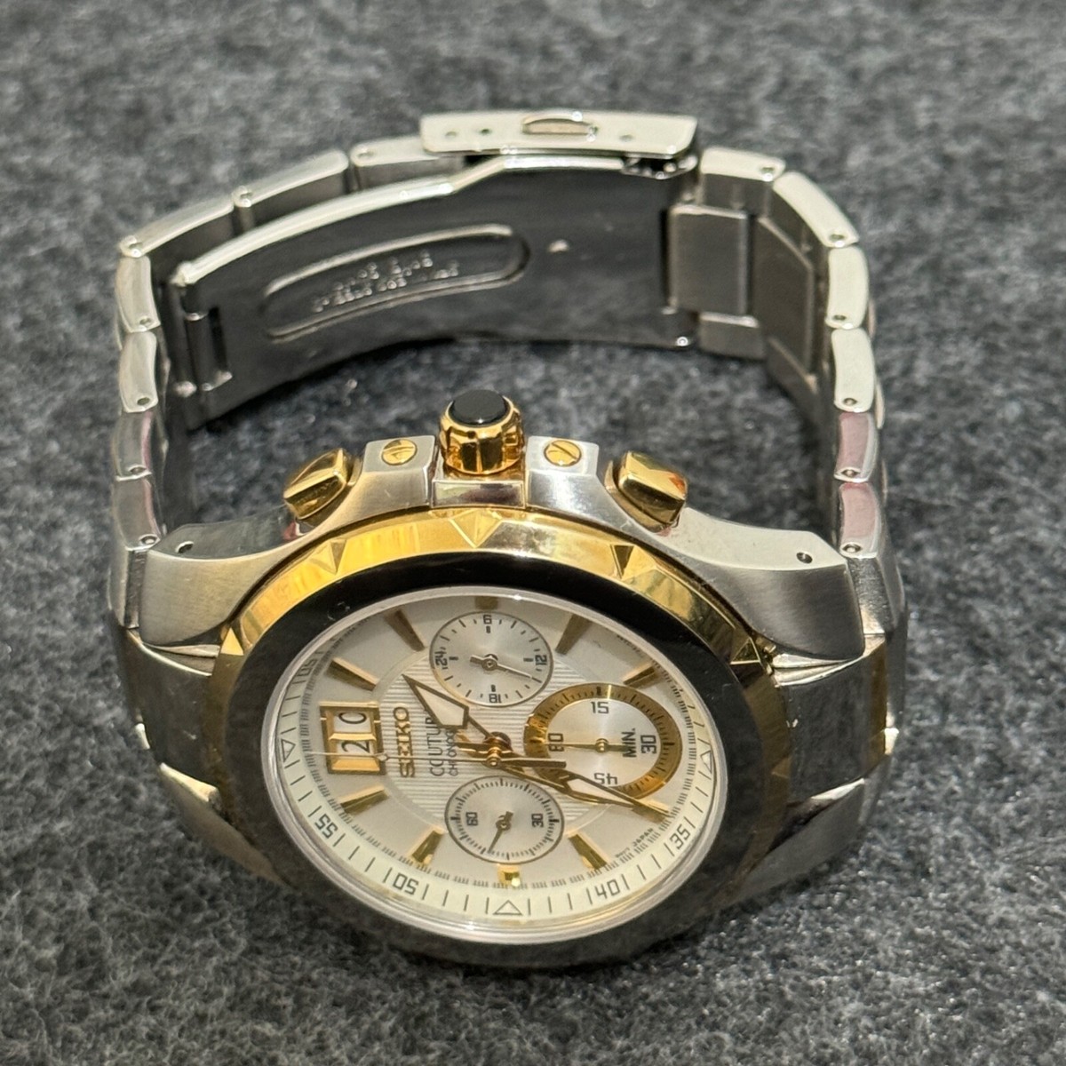 Seiko Coutura Two-Tone Chronograph 7T04-0AB0 White Dial Watch | eBay