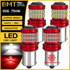 1156 7506 Red Strobe Flash Blinking LED Brake Tail Stop / Reverse Backup Light