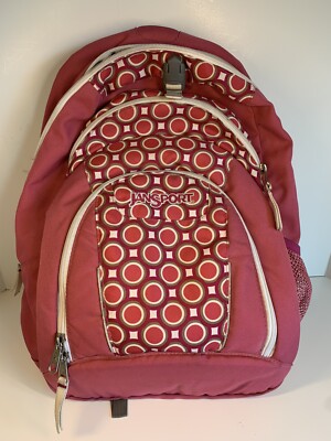 backpack geometric jansport Jansport Backpack Pink Geometric Circles Book Bag
