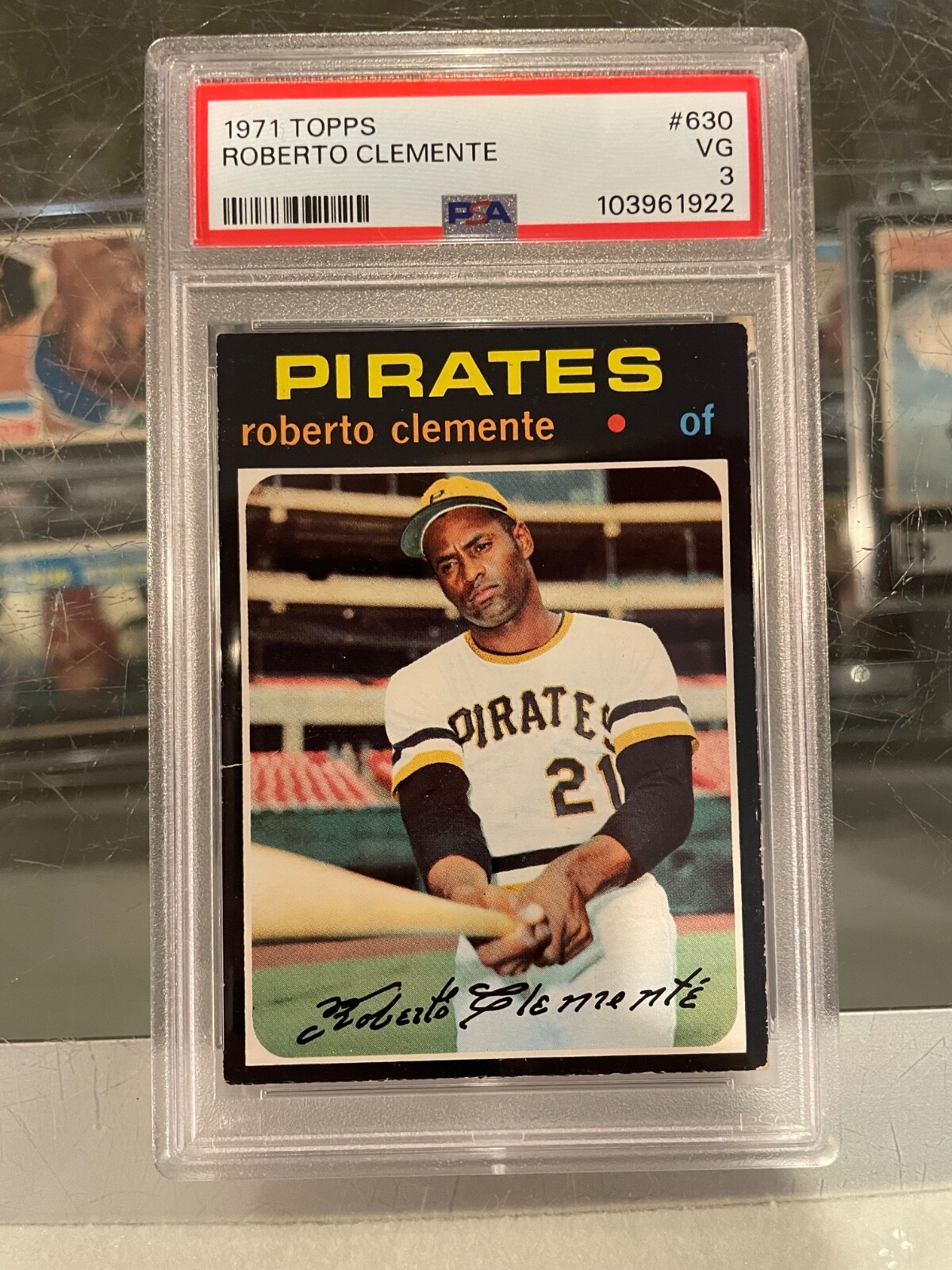 1971 TOPPS #630 ROBERTO CLEMENTE PITTSBURGH PIRATE BASEBALL CARD PSA 3 VG