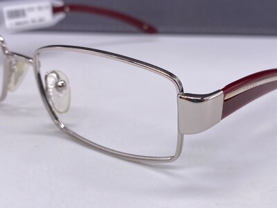 Prada Brille Damen Silber Rot  Rechteckig Vollrand VPR 58M NP:202 