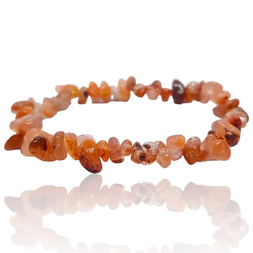 Natural Carnelian Beaded Bracelet Chipped Gemstone Jewelry Friendship Bracelet - Picture 2 of 7