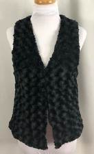 New Fever Womens Vest Solid Black Lined Textured Soft Polyester Small