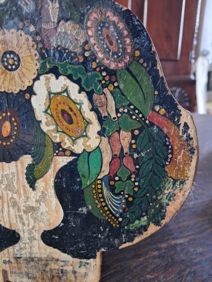 Antique Folk Art Theorem Painted Door Stop Shelf Sitter eBay