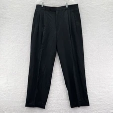 Louis Raphael Dress Pants Mens 38 Black 34x31 Pleated Straight Leg Professional
