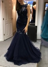 Tiffany's prom dress - Dark blue lace fishtail dress