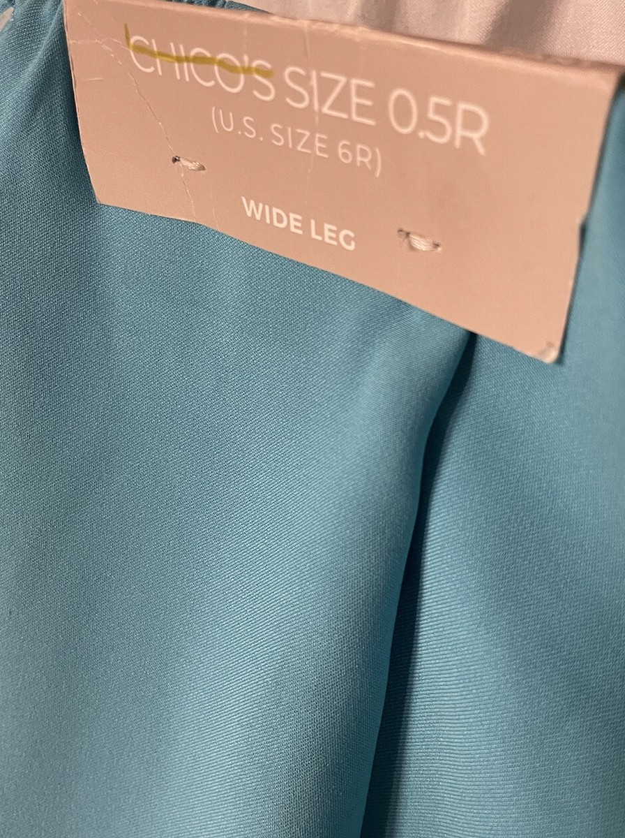 NWT $69 CHICO'S Sz 0.5 (US 6) Wide Leg Side Zip Pants Aqua Blue | eBay
