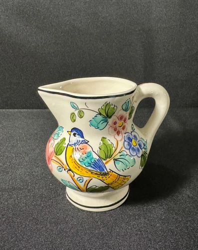 Vintage Ceramic Creamer Mini Pitcher Hand Painted Portugal 4"