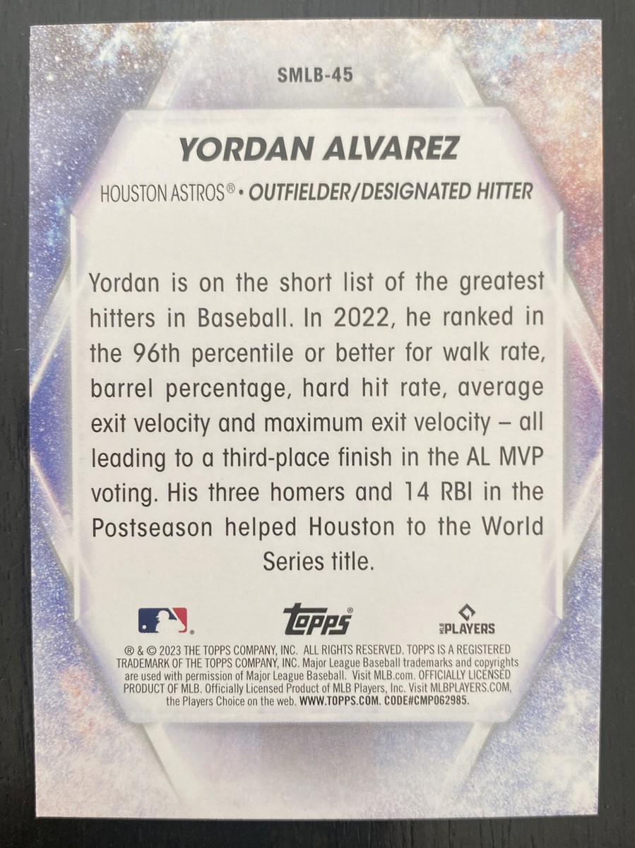 Yordan Alvarez 2023 Topps Series 2 STARS OF MLB INSERT Card #SMLB